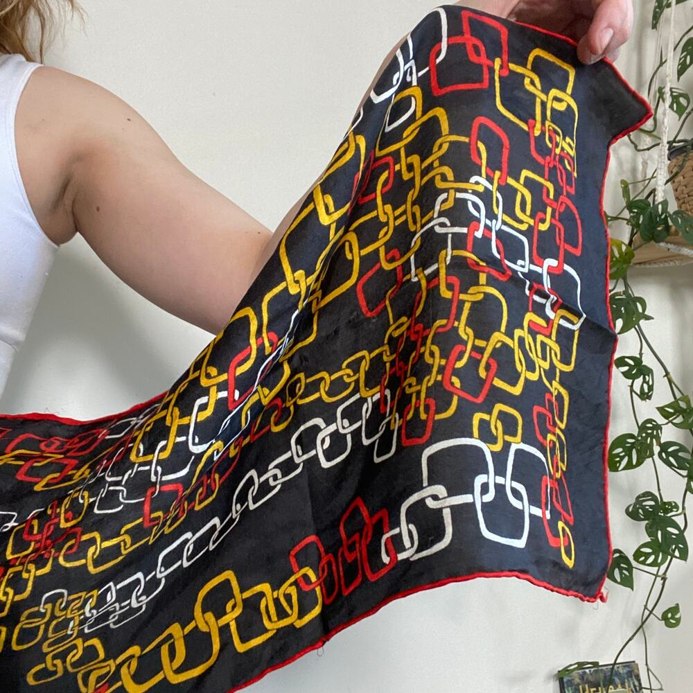 Vintage Geometric Chain Print Head Scarf